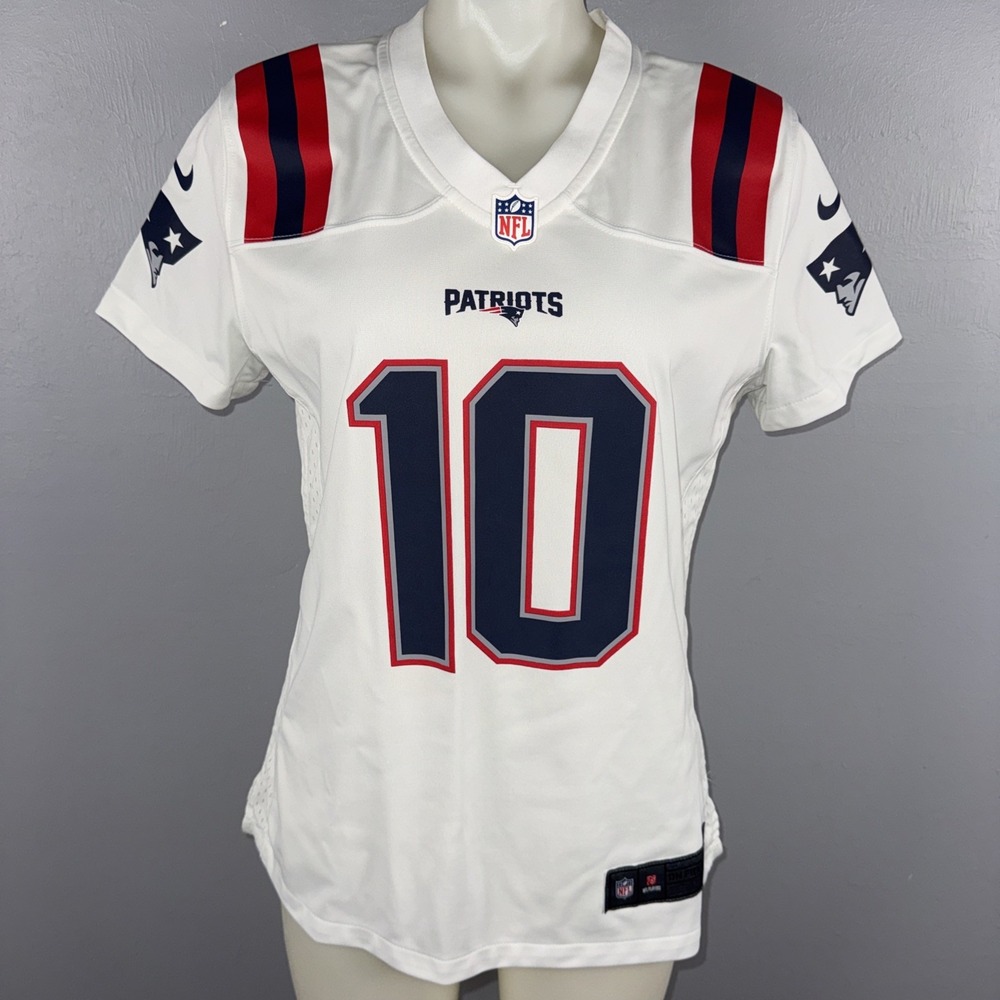 Nike On Field New England Patriots #10 Mac Jones Women's M White Jersey *READ